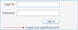 Login box designating Forgot your Login/Password? 